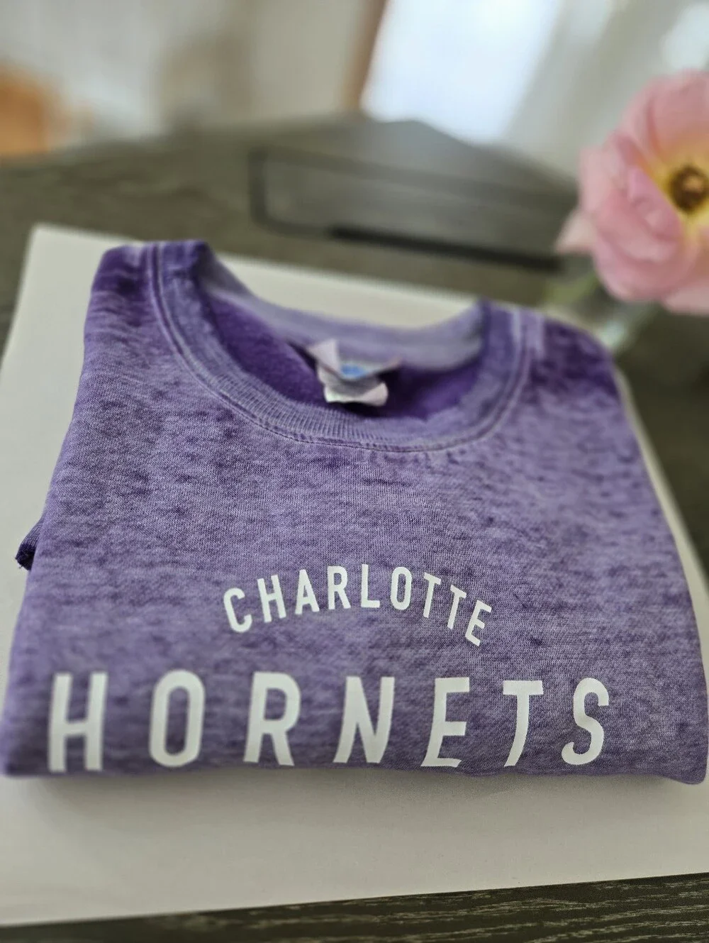 NWOT Charlotte Hornets Purple Burnout Sweatshirt Womens Large NBA Pullover - Picture 16 of 16